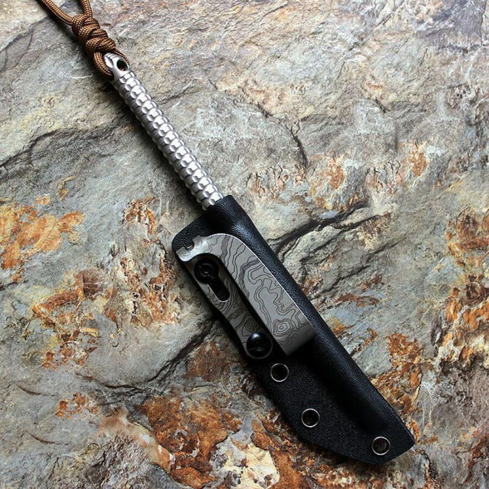 Solid Titanium Alloy Tea Knife EDC Tool K Sheath Crowbar Multi Tools