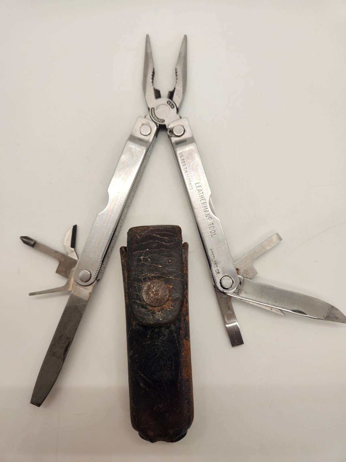 Vintage Original Leatherman Multi Tool 9 Tool Portland US Reg 1325473 w/Sheath