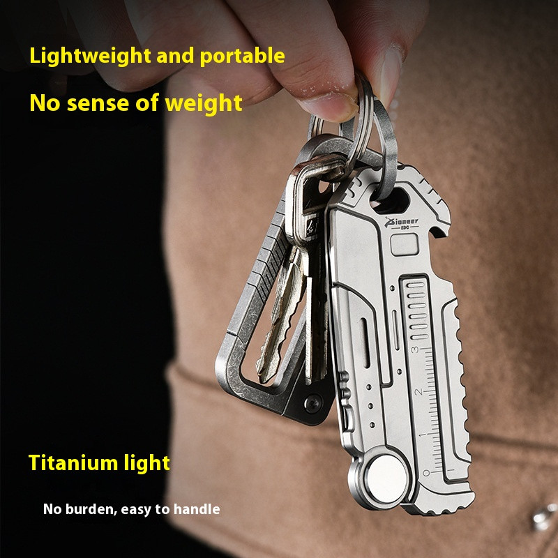 Titanium Alloy EDC Keychain Multi Tool Survival Gear