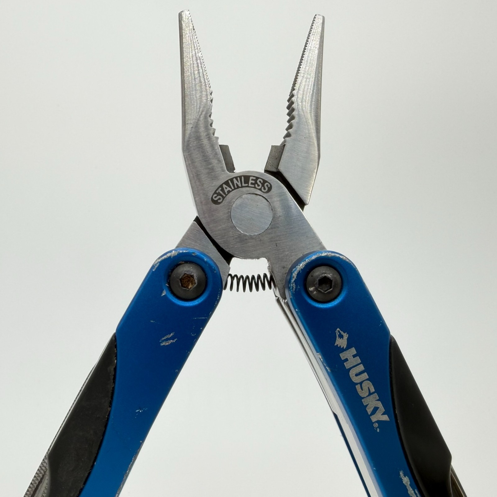 Husky 13-in-1 Tactical Multi-Tool Blue Anodized Aluminum Handle Folding Pliers