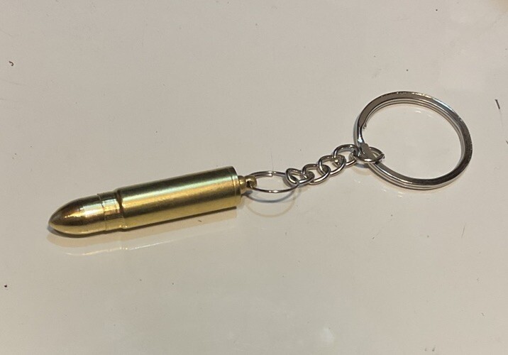 Figural Mini Brass Storage with Screw Out Tiny Spoon Keychain Stealth READ*