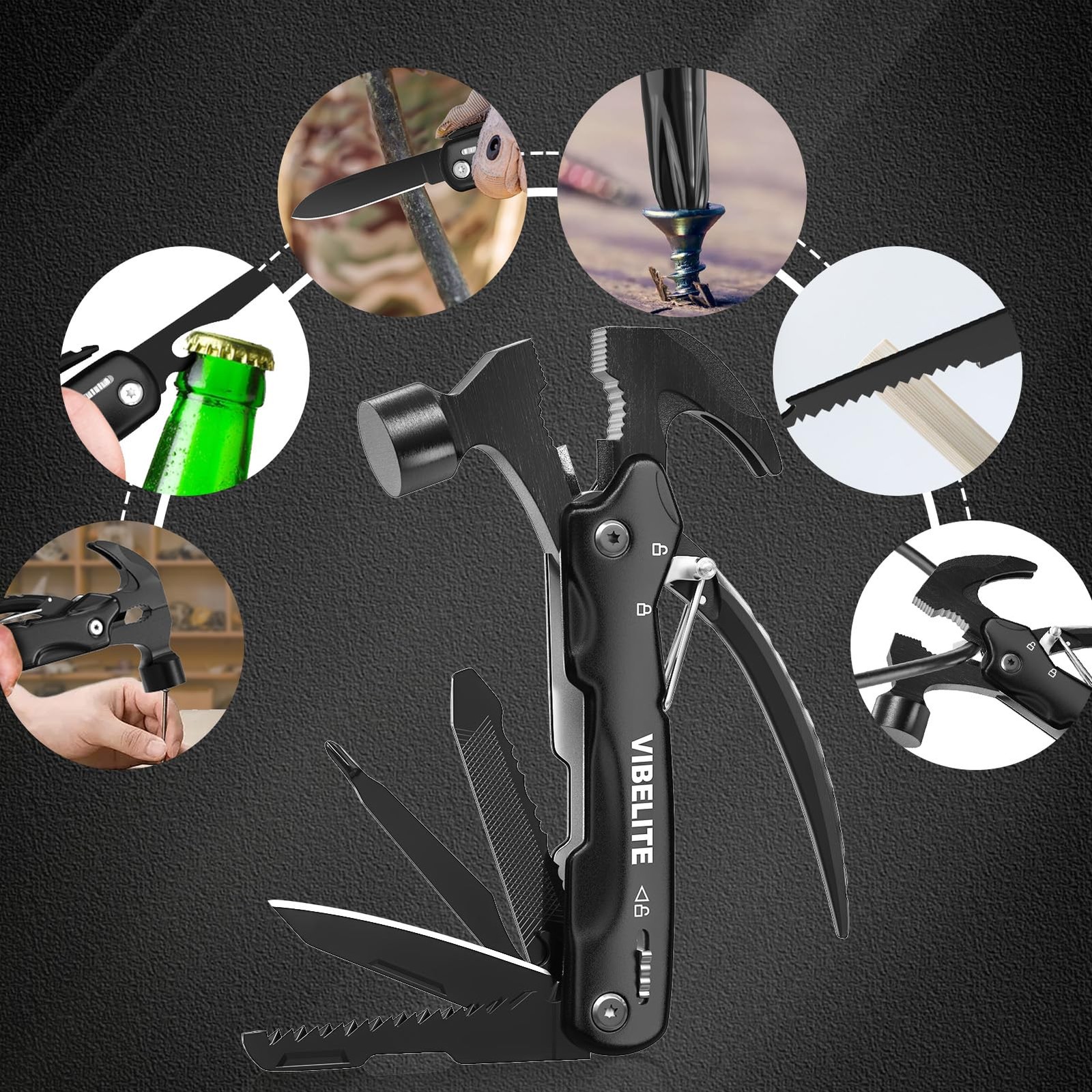Gifts for Men, 12 in 1 Multitool Hammer for Camping, Hunting, Hiking, Birthda…