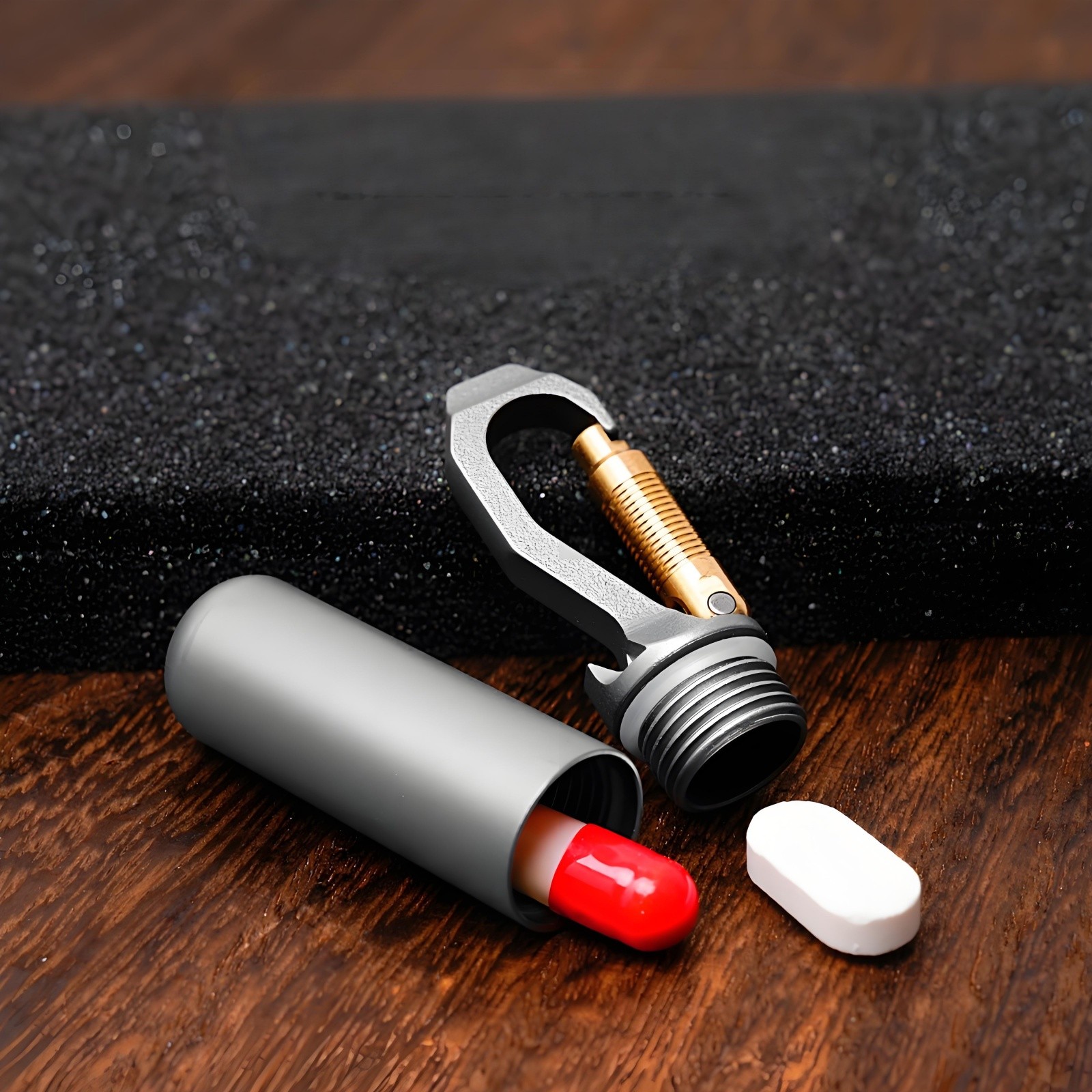 Titanium Alloy Mini Pill Case Bottle Opener with Carabiner Clip Waterproof