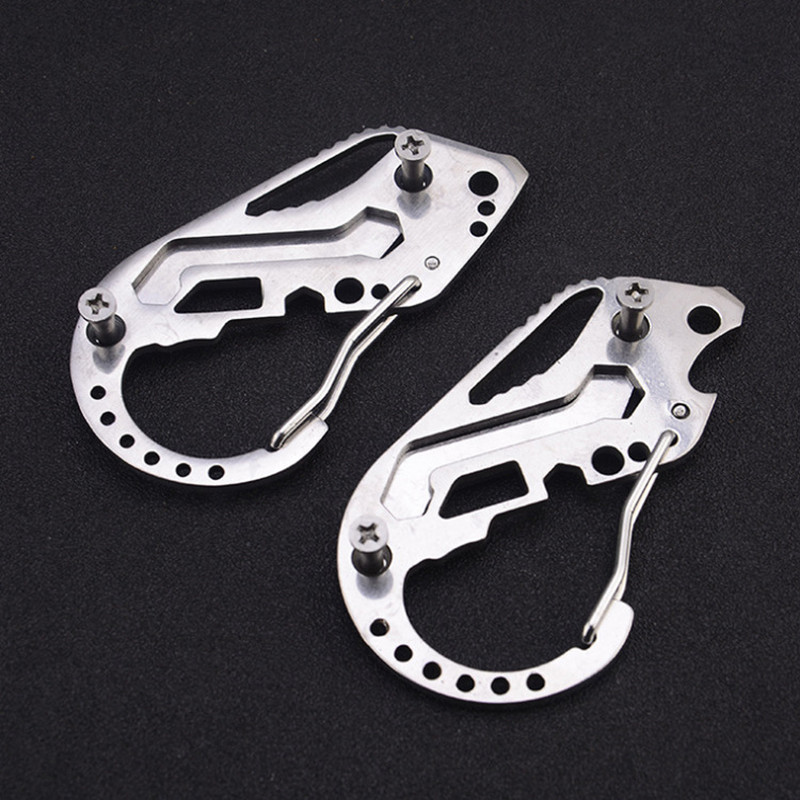 Heavy Duty Carabiner Keychain Multi Tool Bottle Opener EDC Key Clip
