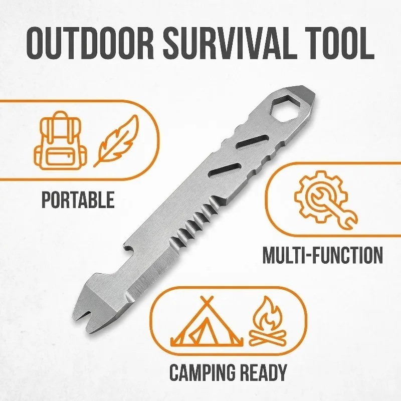 Mini EDC Pry Bar Multi Tool Bottle Opener Hex Wrench Keychain Bike Repair