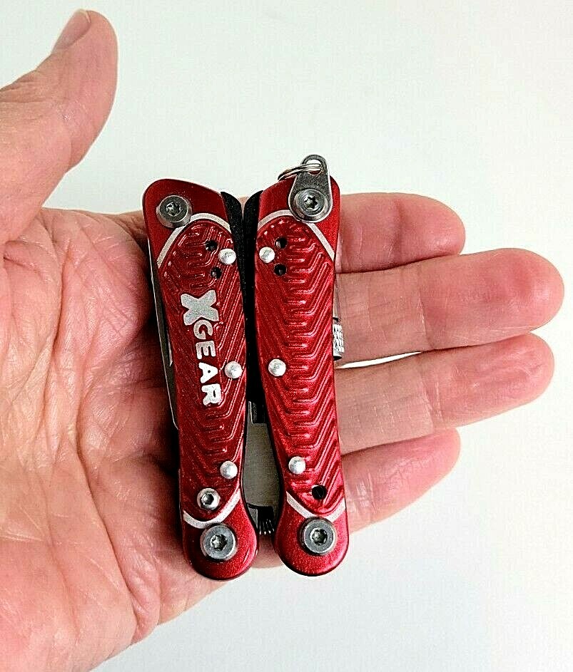 XGEAR Red Multi-Tool Pliers (philips, bottle opener, flashlight, knife, etc.) 3″