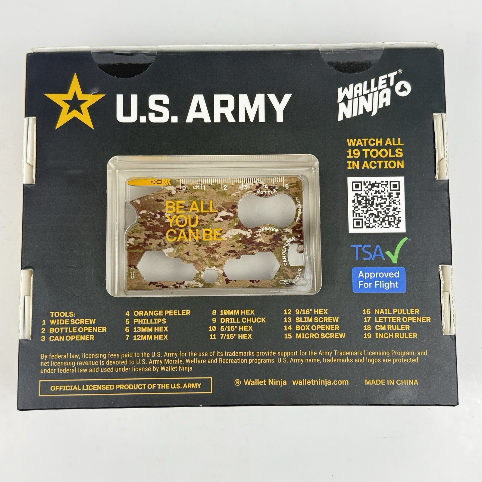 U.S. Army Wallet Ninja 19-in-1 MultiTool Licensed US Army TSA Approved Limited