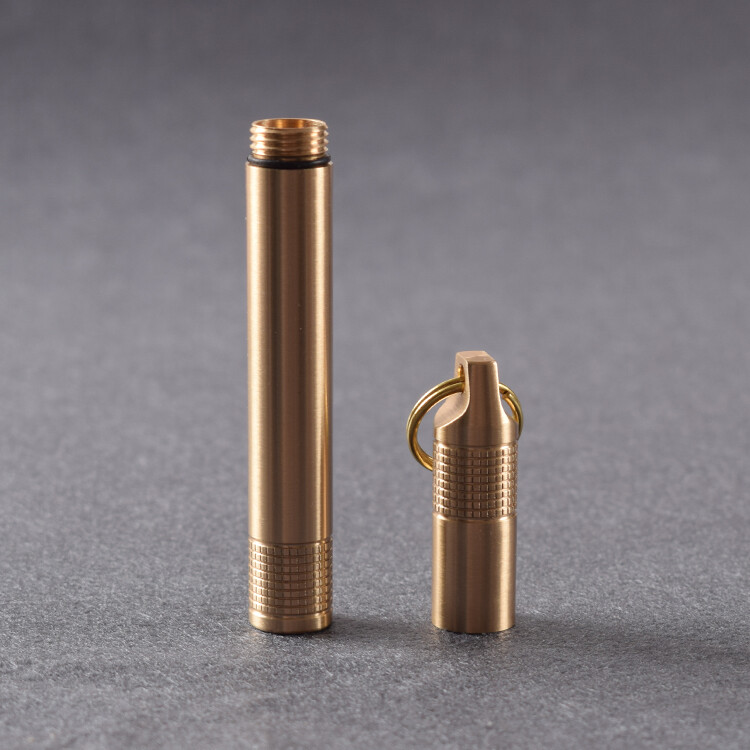 EDC Waterproof Brass Pill Case Holder Container Keychain Portable Outdoor Tool