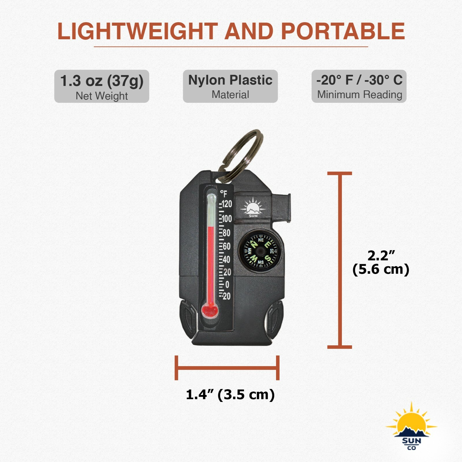 Sun Company Outsider – 4-in-1 Survival Multi-Tool | Compass and Fire Starter