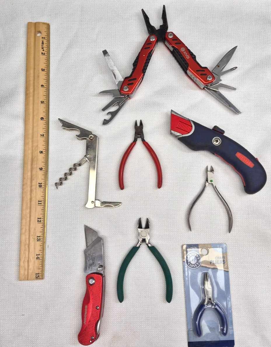 Lot of 8 USED Multi Tools Multitools/Utility Knives/Craft Pliers Tool/Knife