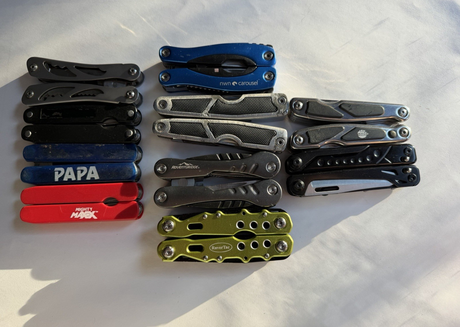 Big Lot of 10 Multi-Tools Pocket Knives, Various Brands inc Ozark Trail, Perwin