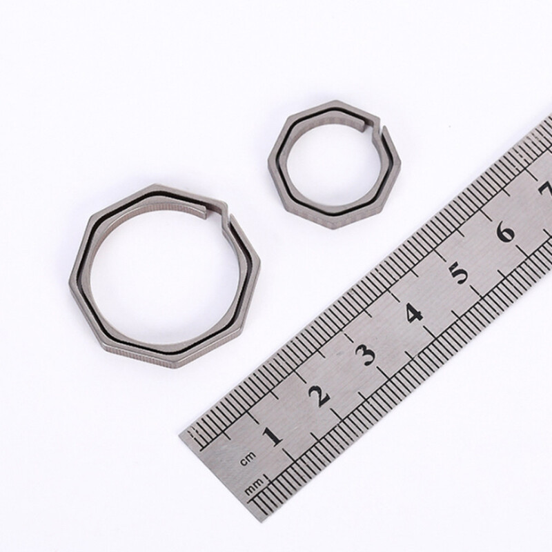 EDC 3pcs Titanium Alloy Keychain Octagon Key Ring Outdoor Portable Multi Tool