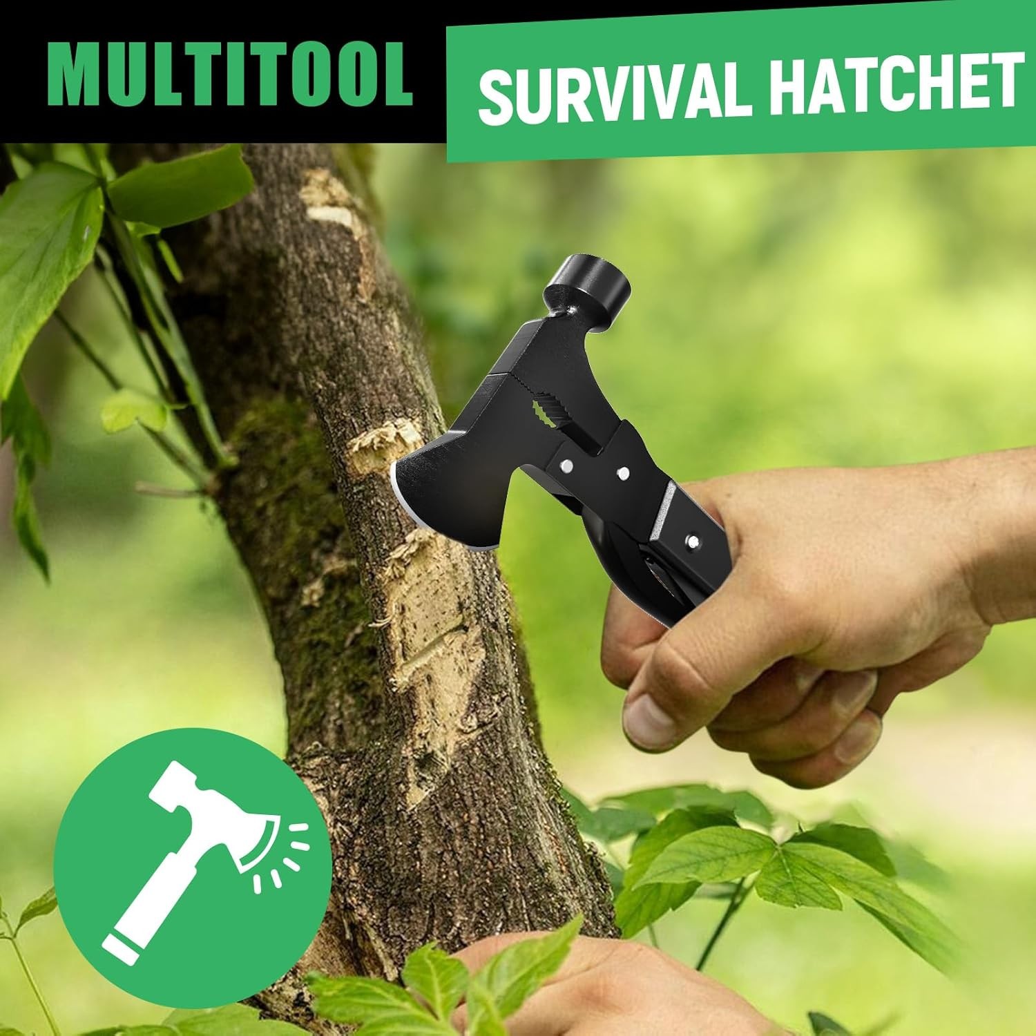 15-in-1 Multitool Axe Hatchet, Birthday Gifts for Men, Essential for Camping, Hi