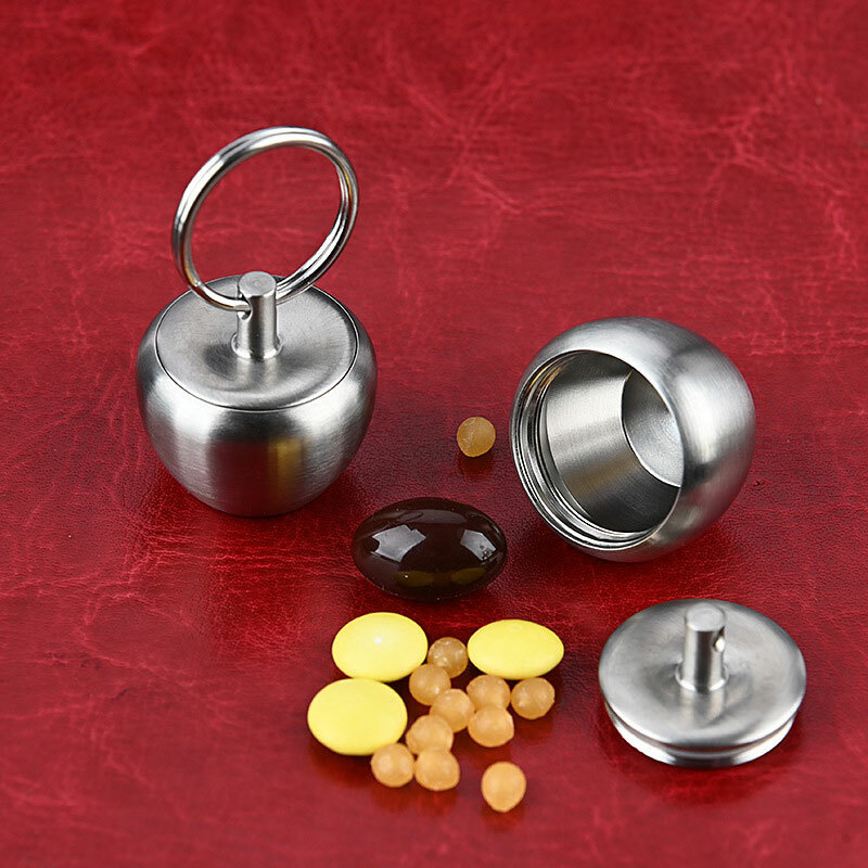 EDC Mini Keychain Waterproof Box Pendant Pill Capsula Case Outdoor Emergency