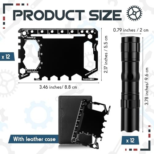 24 Pcs Multitool Gift Set for Men – Credit Card Wallet, LED Flashlights, 46-in-1