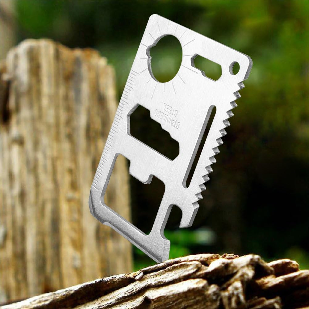 Credit Card 11-In-1 Survival Pocket Tool, Thickened Stainless Beer Opener Steel/