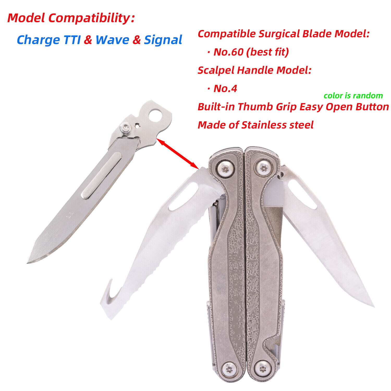 Scalpel Handle with Thumb Grip Fits Surgical Blades No60 for Leatherman TTI Wave