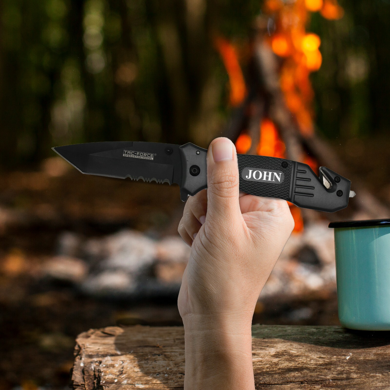 Personalized Grey Gunmetal Rescue Tactical Pocket Knife – Groomsman Gift