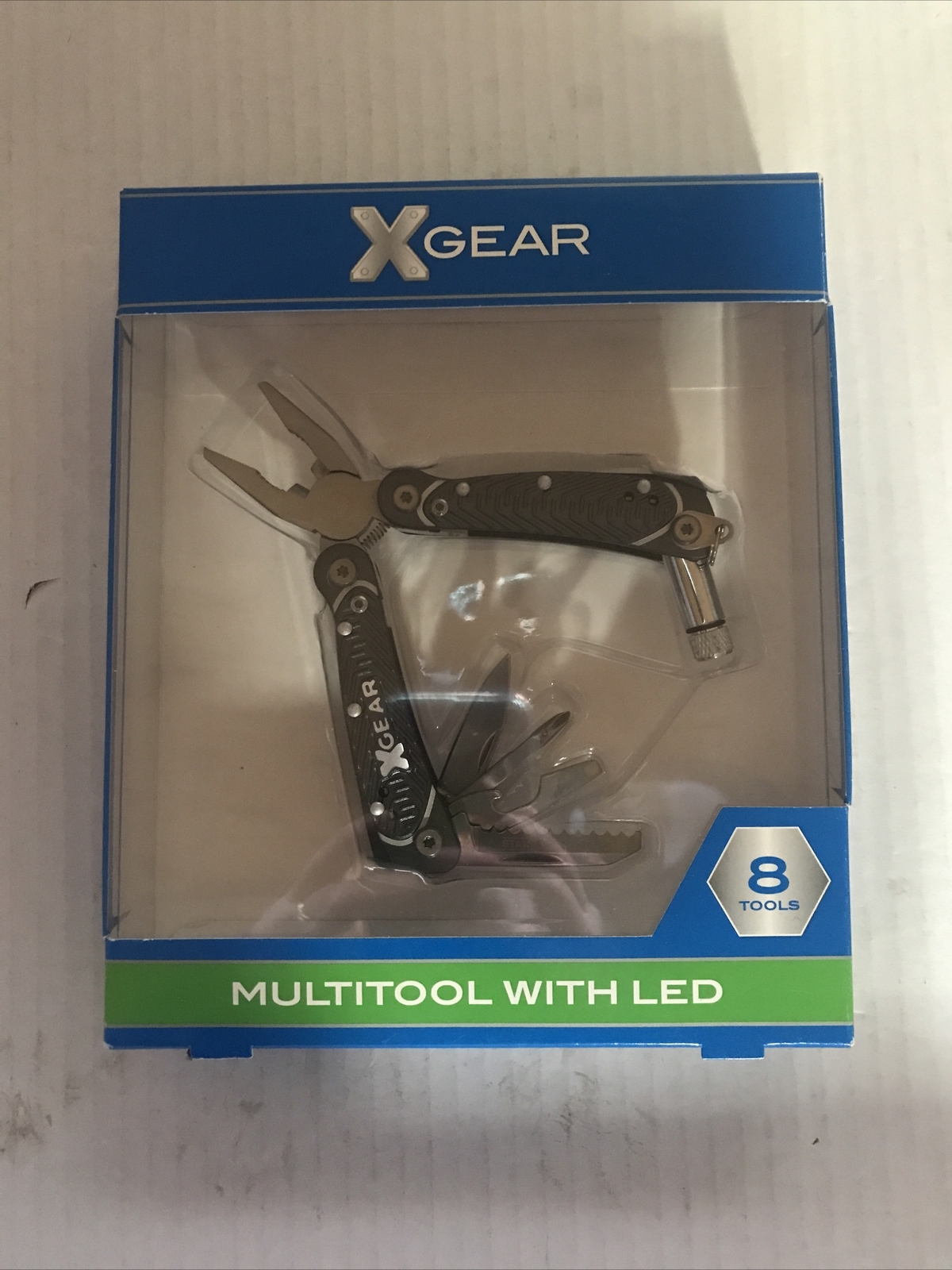X-Gear 8 Tool Men’s Multi-Function Tool w/Led Light Retails $20 Black (2-PO-112)
