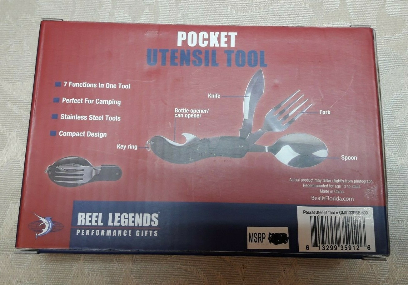 Reel Legends 7 Functions In One Tool Pocket Utensil Multi-Tool – Red – New