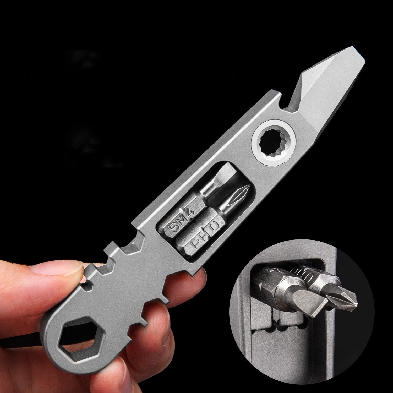 New Titanium Alloy Ratchet Wrench Pocket Pry Bar Crowbar Tool Opener Screwdriver
