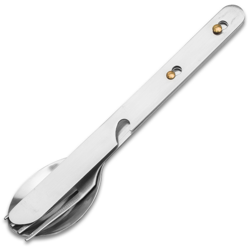 TRAIL BLAZER 3pc CAMPING UTENSIL SET KNIFE FORK SPOON W/ CLEAR PLASTIC POUCH NEW
