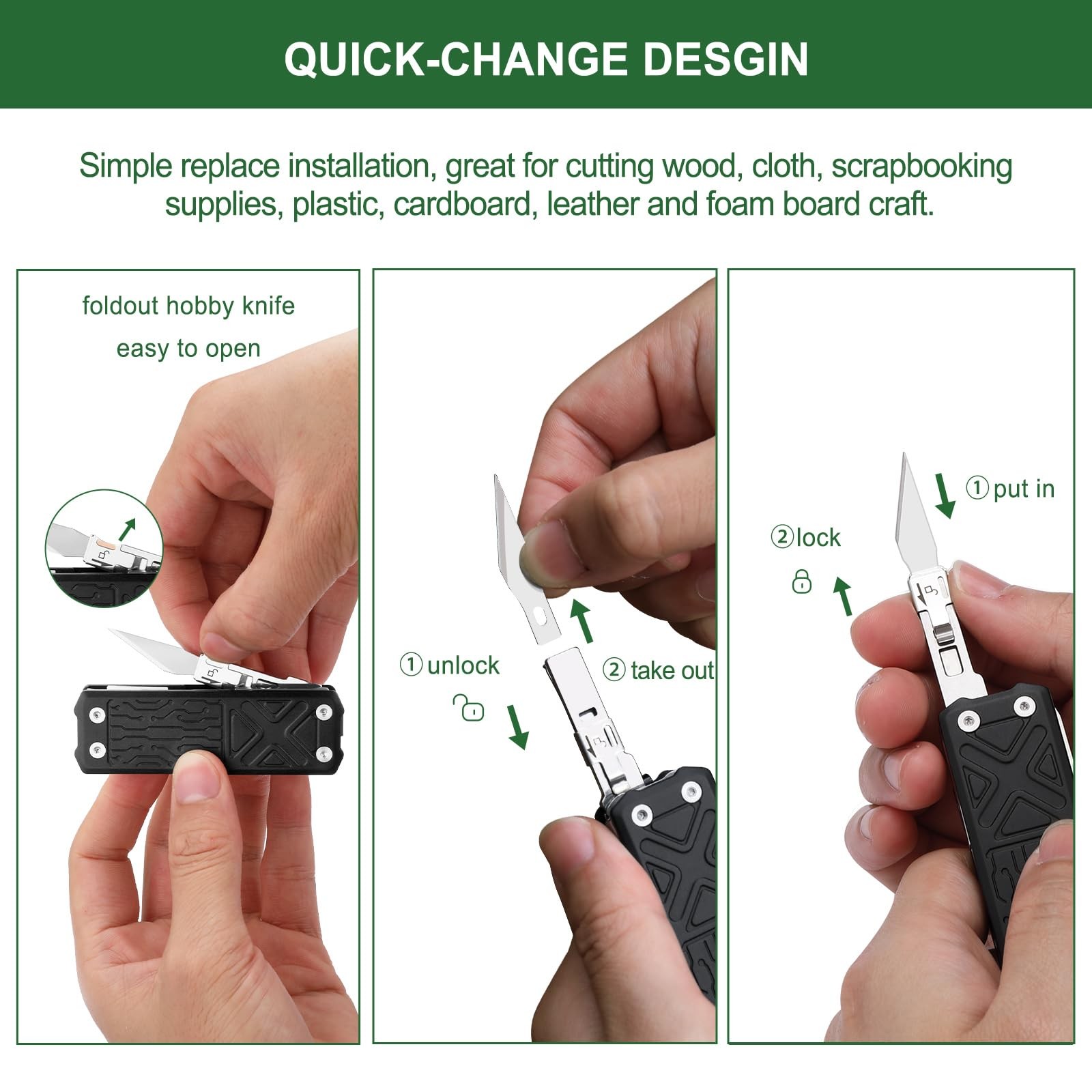 Pocket Tool E1, Pocket Knife Multi-Tool with Replaceable Folding Utility Knif…