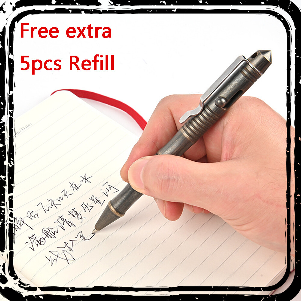 Brass EDC Pocket Pen Bolt Design Ballpoint Pen free 5pcs Refill Outdoor Travel