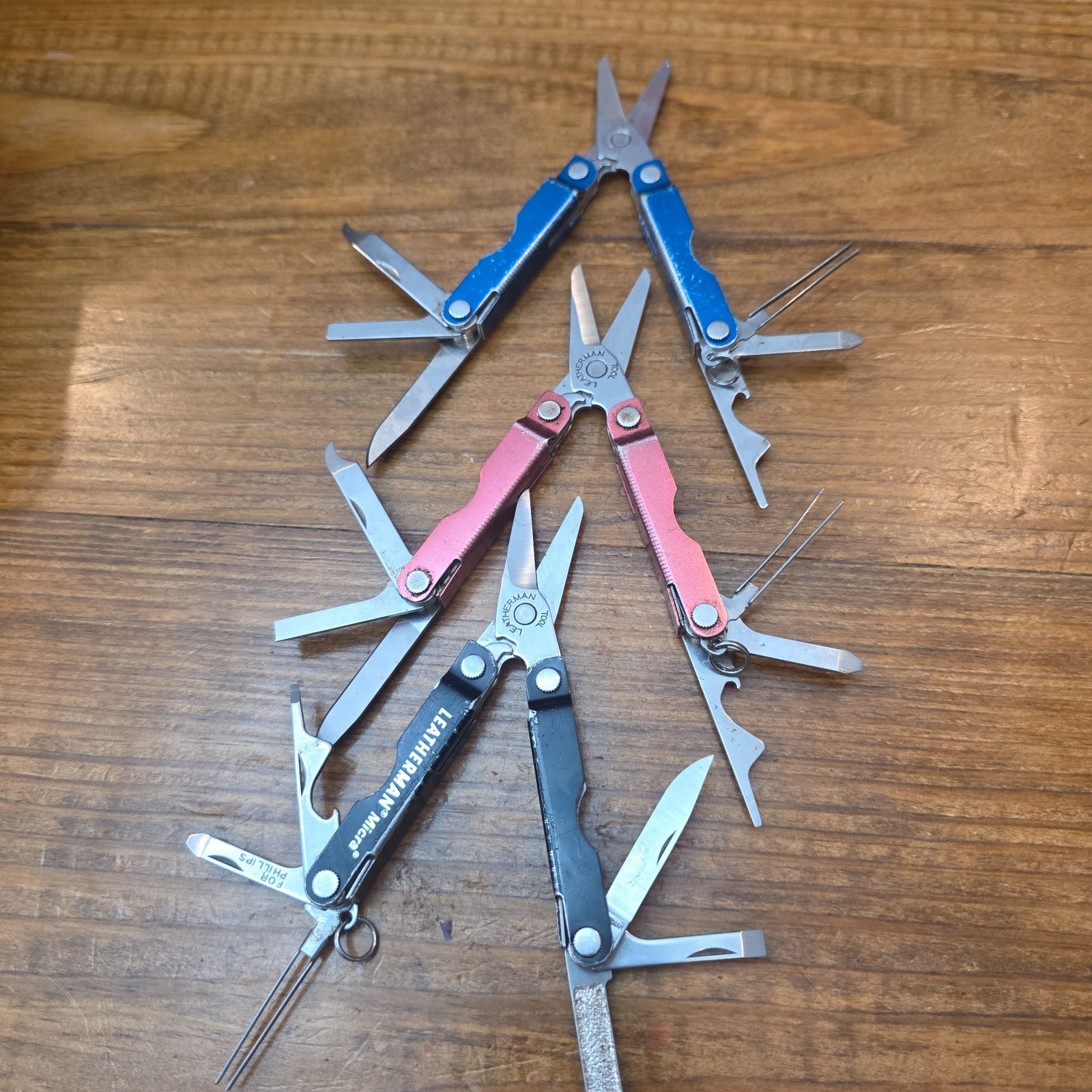 Leatherman MICRA Multi-Tool – Stainless Steel – Lot of 3 – Colors Blue Black