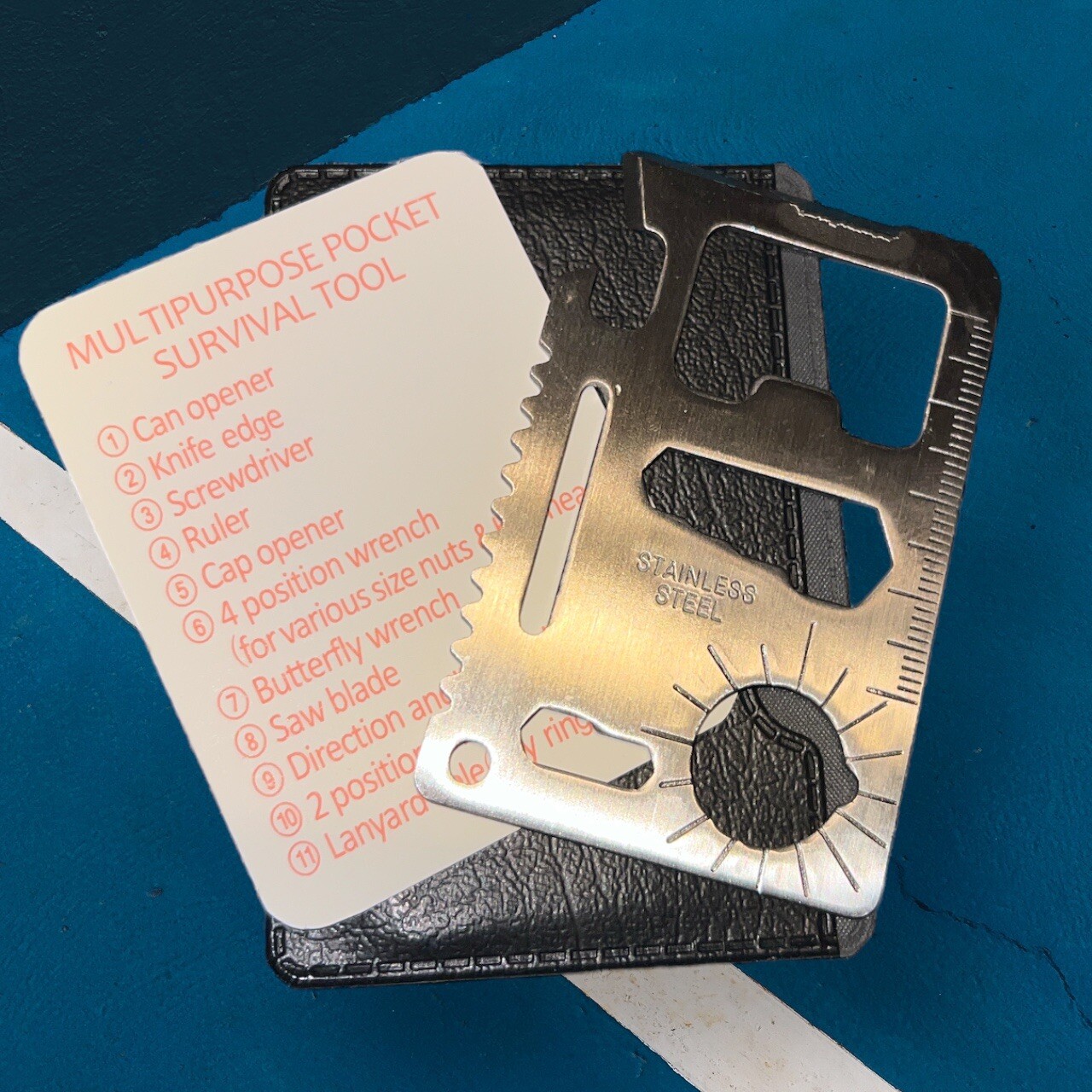 Credit Card Multitool Stainless Tool Carry Case 11 In 1 Instructions Included
