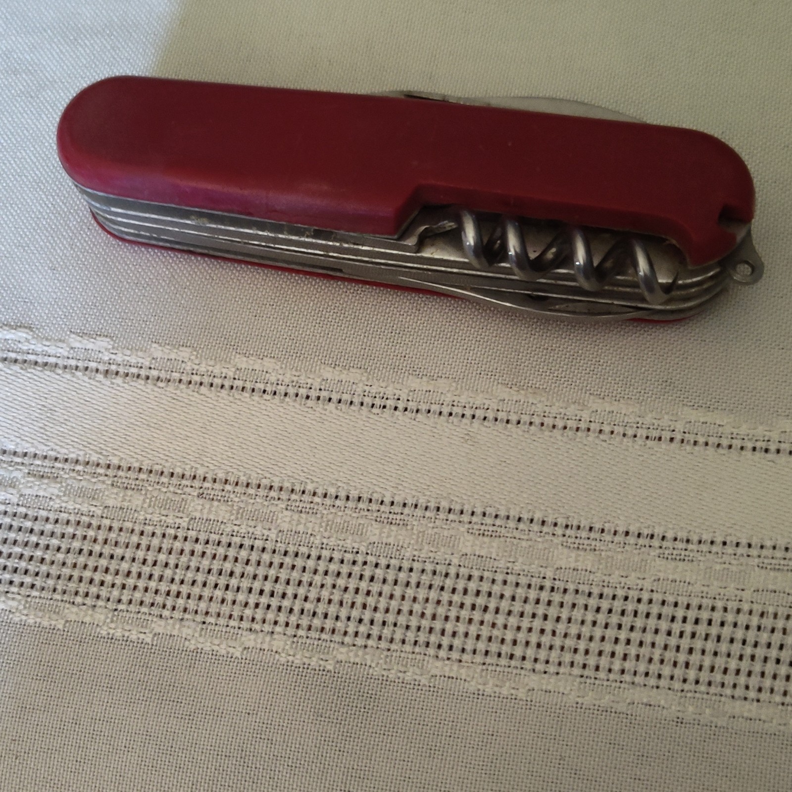 Red Swiss Army Style 6-in-1 Multi-Tool Pocket Knife w/ Scissors Corkscrew