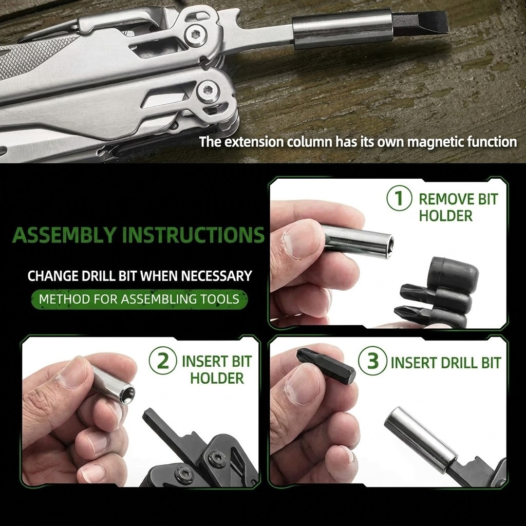 28-in-1 Multi Tool Pliers Stainless Steel Screwdriver EDC Camping Survival