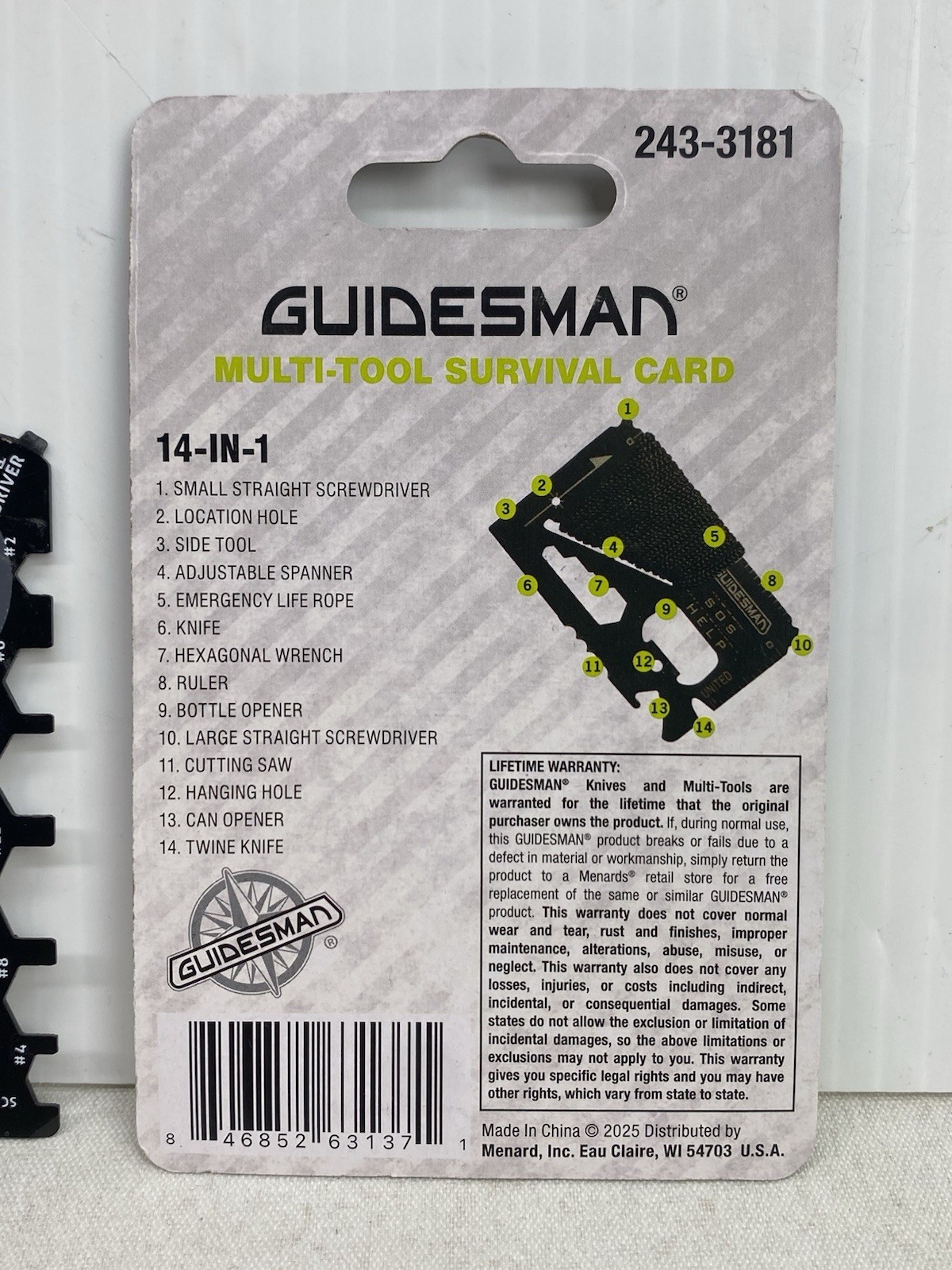 Guidesman Multi Tool Survival Card Camp Fish Hike Climb 14-In-1 Gadget Gift