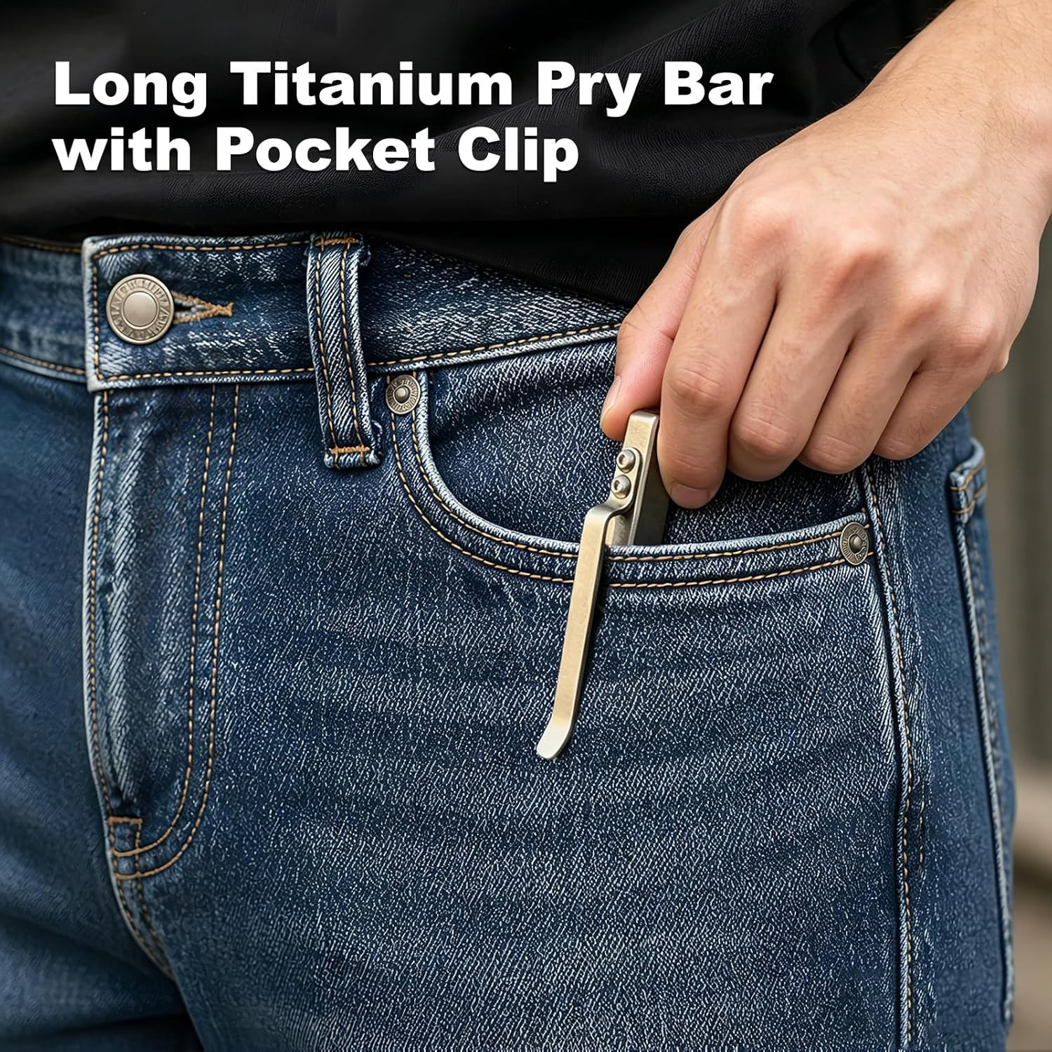 Pry Bar, Mini Pry Bar, EDC Pry Bar, Long Titanium Pocket Pry Bar with Stainless