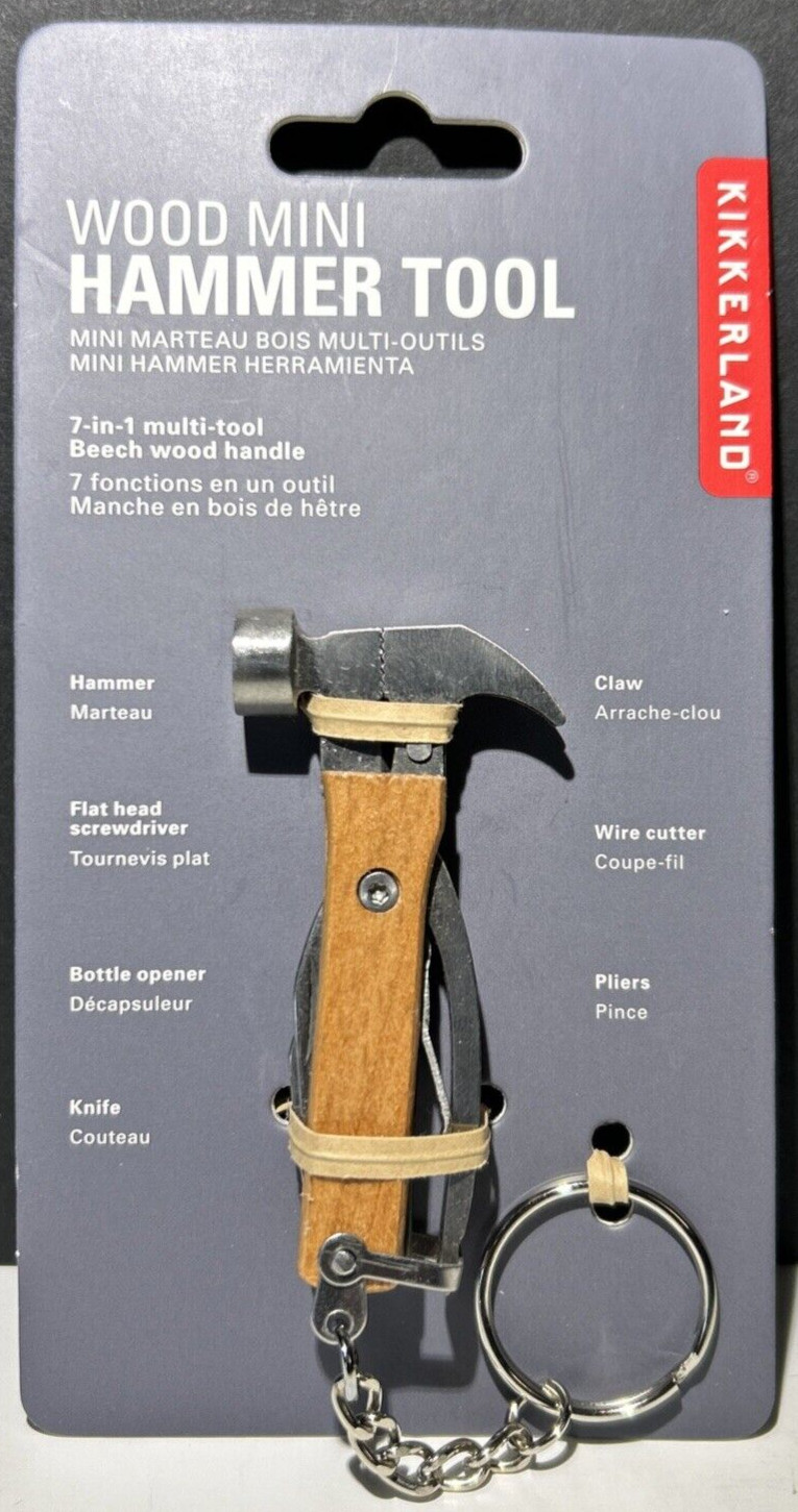 Kikkerland Wood Mini Hammer Tool 7-in-1 Multi Tool Mini Hammer KR13-W NEW