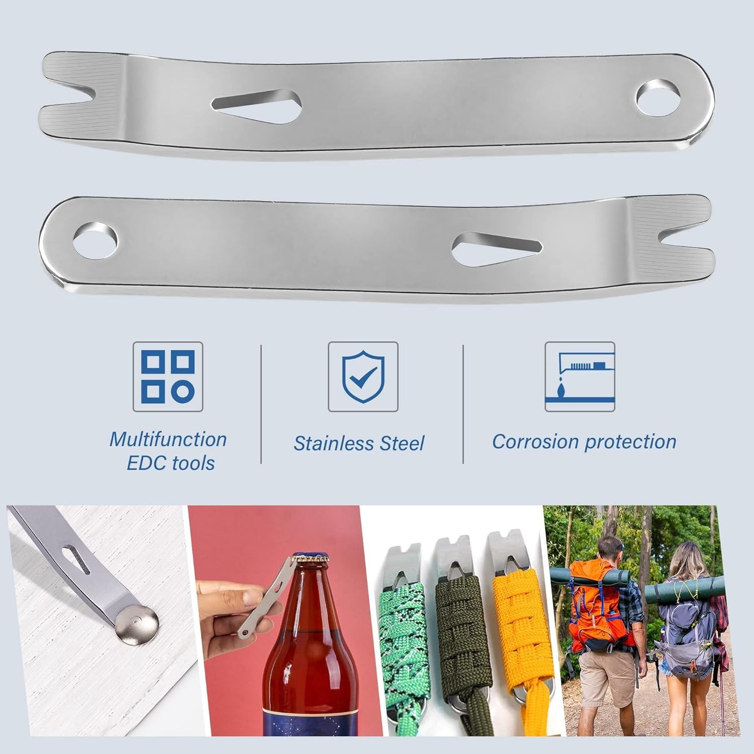 .RONRONS 5 Pack Mini Stainless Steel Pocket Pry Bar EDC Survival Tool Keychain