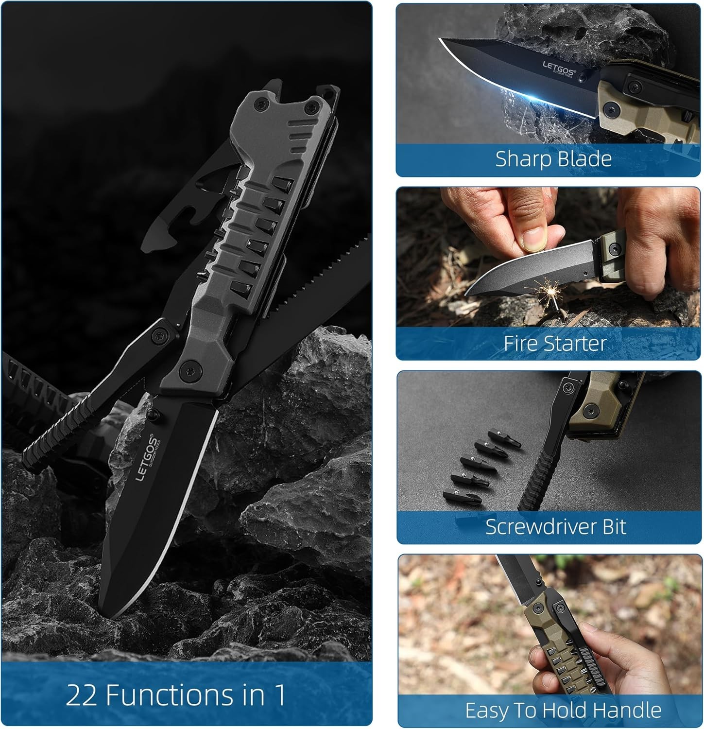 22-in-1 EDC Multi Pocket Knife – Essential Camping & Survival Tool with Sheath