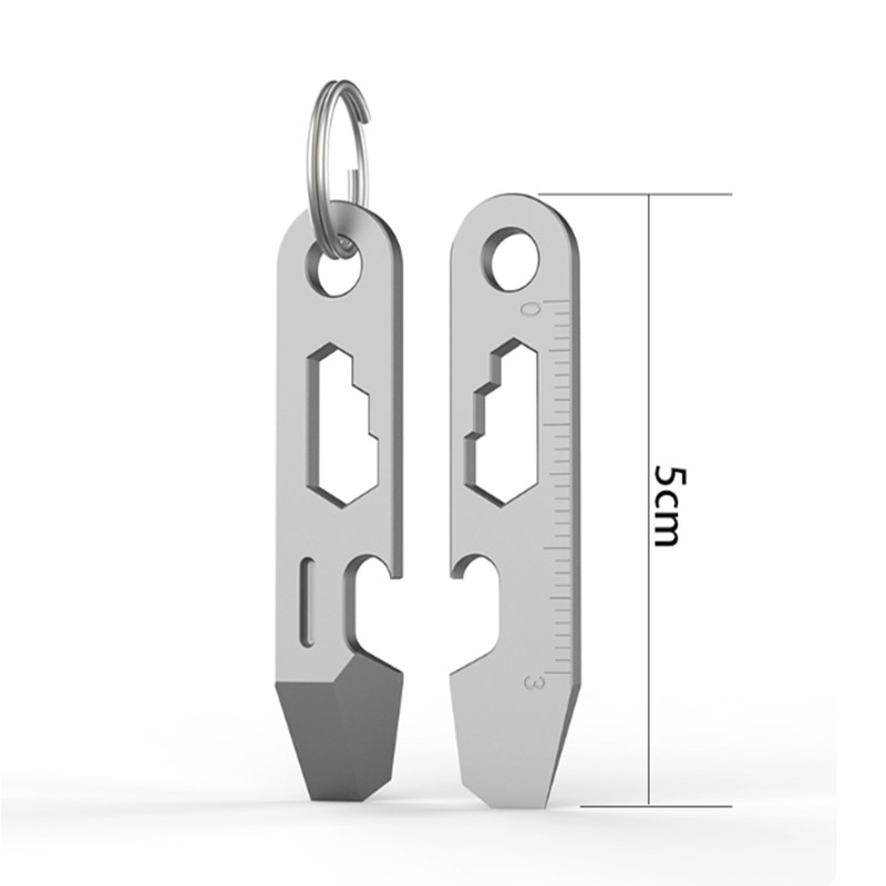 Mini Titanium Alloy Keychain Pry Bar EDC Crowbar Bottle Opener Wrench Multi Tool