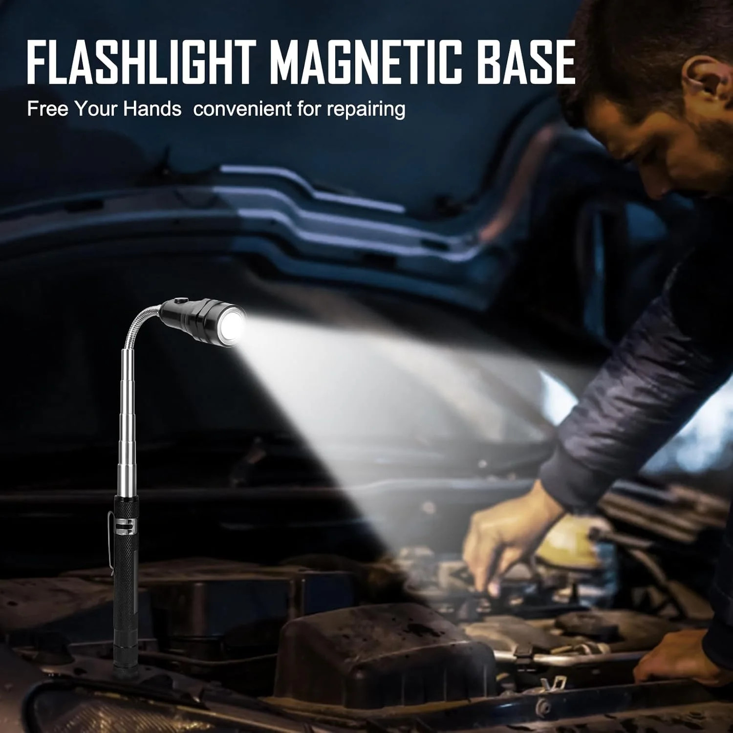 Magnetic Flashlight Fathers Day Dad Gifts for Men: Extendable Magnet Pickup Tool