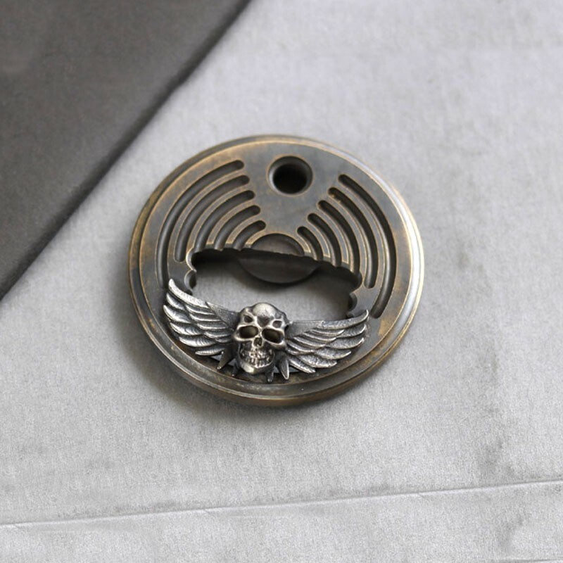 EDC Portable Retro Brass Skull Bottle Opener Necklace Bead Keychain Pendant Tool