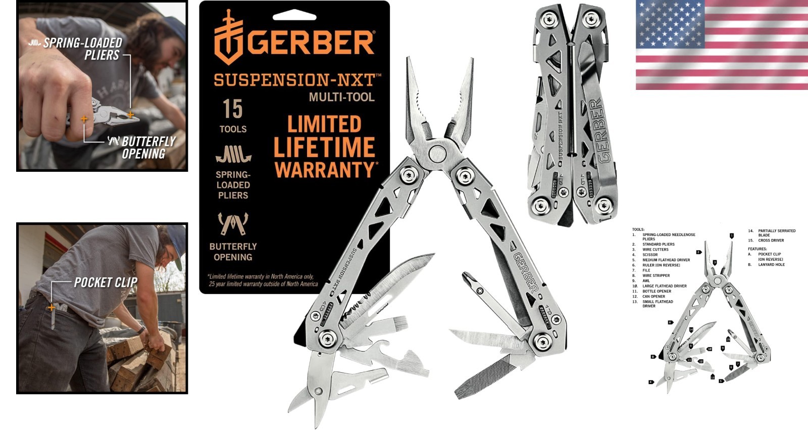 Compact 15-in-1 Gear Suspension-NXT EDC Multi-Tool – Perfect Camping Companion