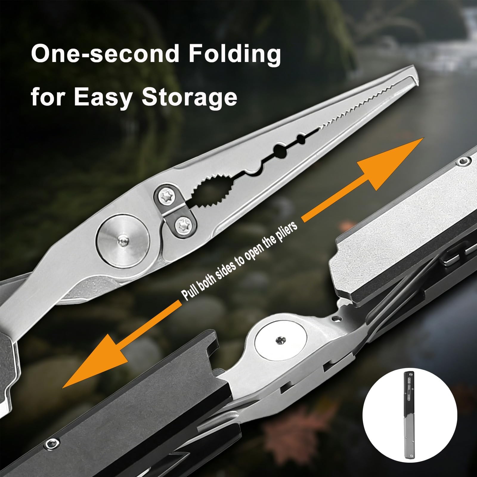 12-IN-1 Fishing Multitool, Titanium Coated Saltwater Fishing Pliers