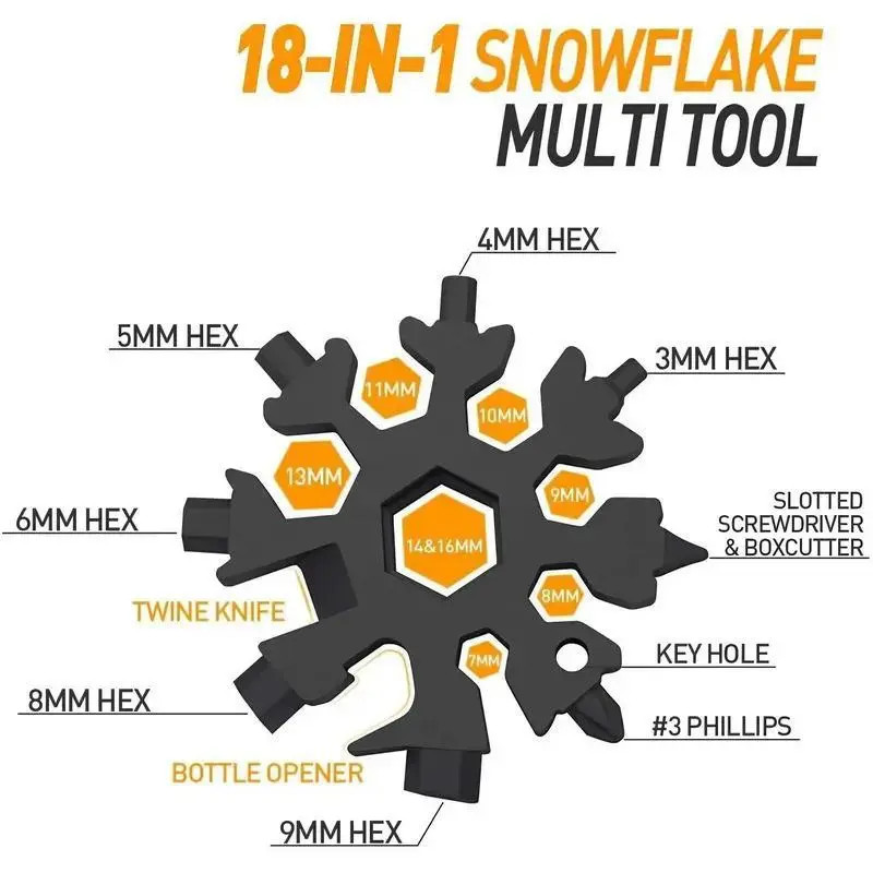 18-In-1 Snowflake Multi-Tool Stainless Steel Portable Wrench All-In-One Screwdri