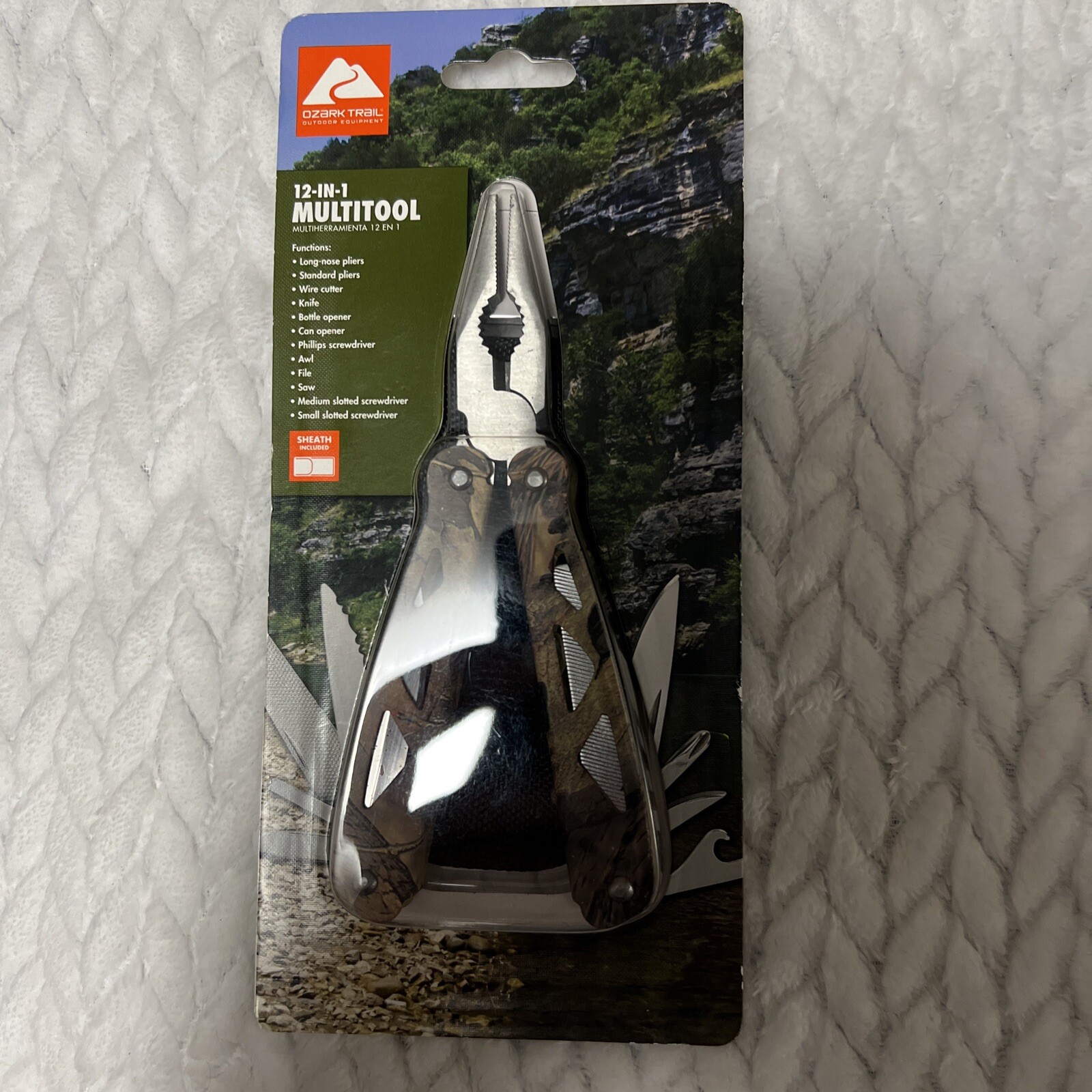 Ozark Trail 12-In-1Multi Tool Pliers,Wire Cutter Screwdriver,Saw, Knife W/Sheath