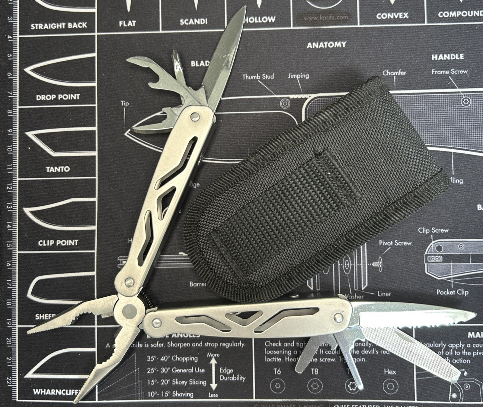Ozark Trail Multi Tool Pliers Knife Stainless Steel w/ Pouch Camping EDC VGUC
