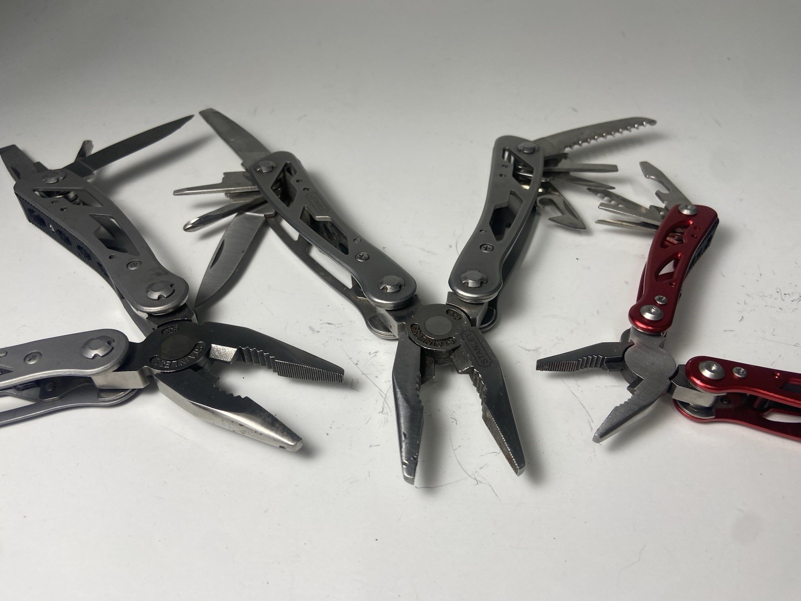 Lot of 3 Stanley Multi Tool Knives Pliers Saw Screwdriver Camping Work Hunting