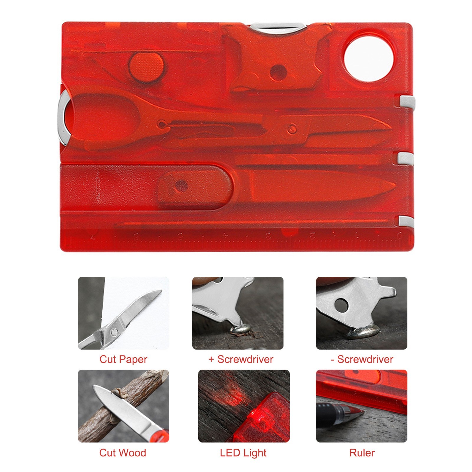 Pocket Sized Survival Card Tool with LED Light for Outdoor Adventures