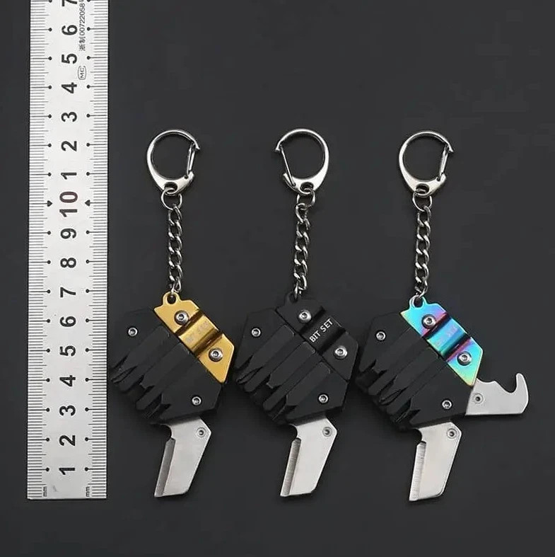 Multifunctional Hexagon Coin Tool Keychain Knife Screwdriver Pocket Gear