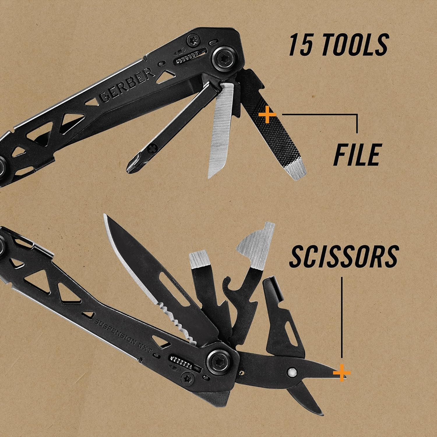 Gear Suspension-Nxt EDC Multitool 15-In-1 Pocket Knife, Needle Nose Pliers and W