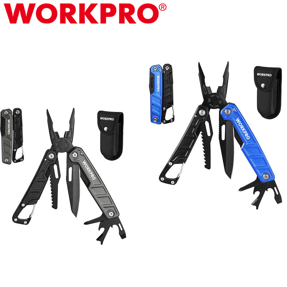 WORKPRO 11 in 1 Multitool with Pocket Clip and Sheath-EDC Safety Lock Metal NEW